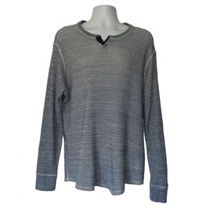 Tommy Bahama Men’s Thermal Waffle Knit Shirt Blue Gray Cotton Crewneck Size L